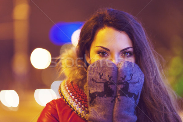 Portrait of young pretty woman outdoor in wintertime Stock photo © dashapetrenko