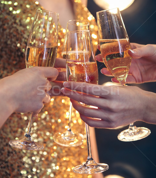 Celebration. People holding glasses of champagne making a toast Stock photo © dashapetrenko