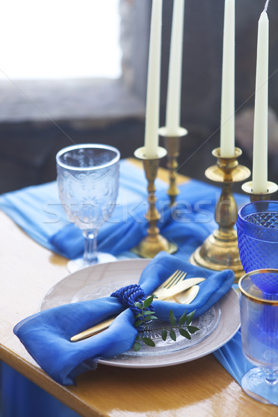 Table setting in vintage style is decorated with candles  Stock photo © dashapetrenko
