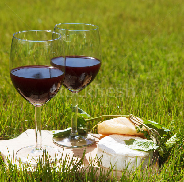 Various sorts of cheese and two glasses of the natural homemade  Stock photo © dashapetrenko