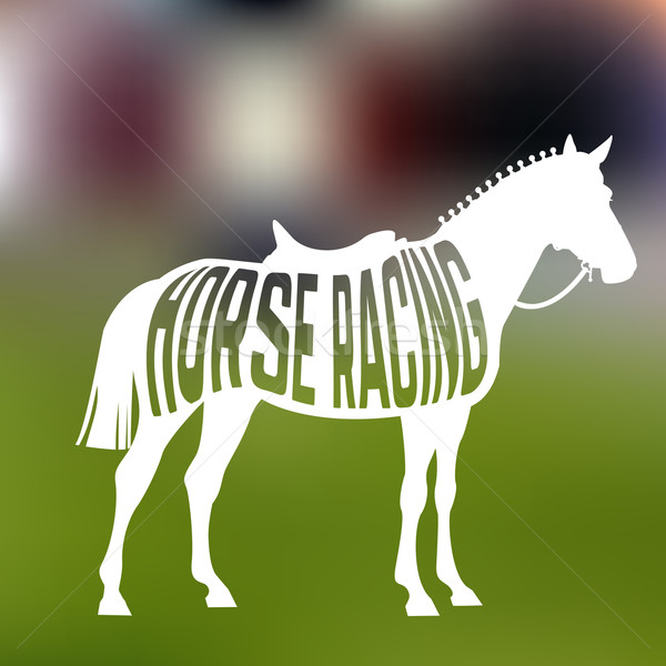 Racing лошади силуэта текста внутри Blur Сток-фото © Dashikka