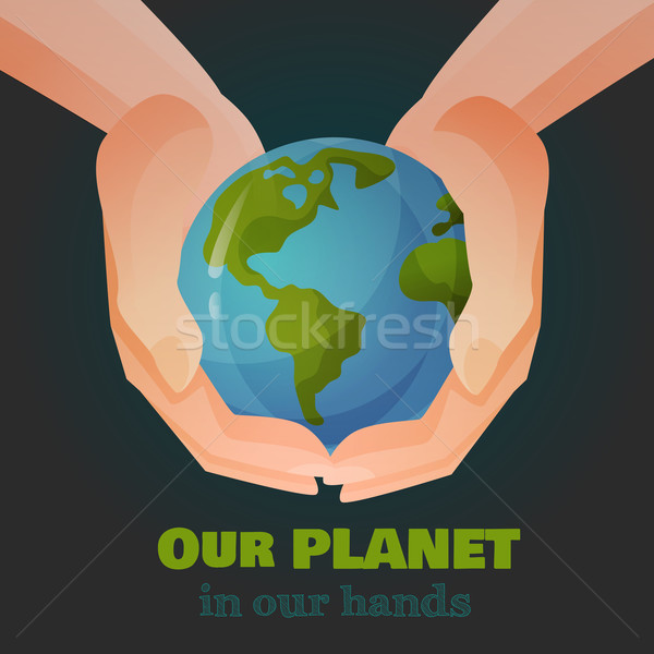 Hände halten Erde Text Welt Karte Stock foto © Dashikka