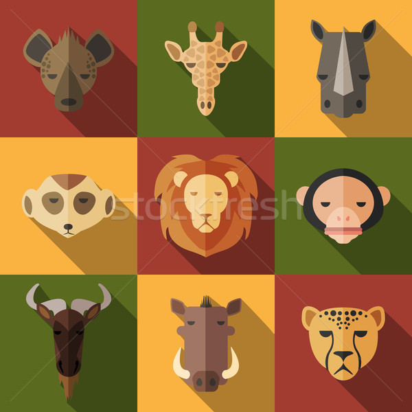 Stock photo: Animal Portrait Set with Flat Design