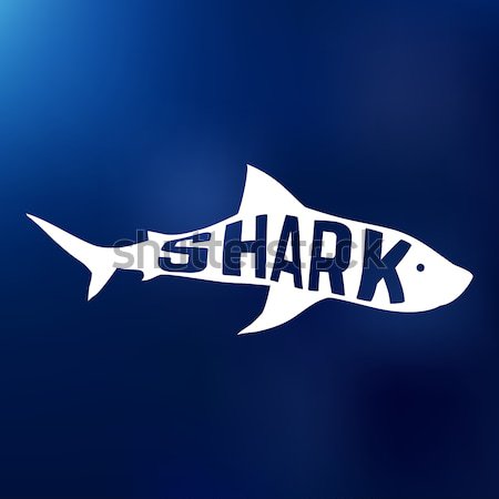 White shark silhouette with text inside. Logo concept Stock photo © Dashikka