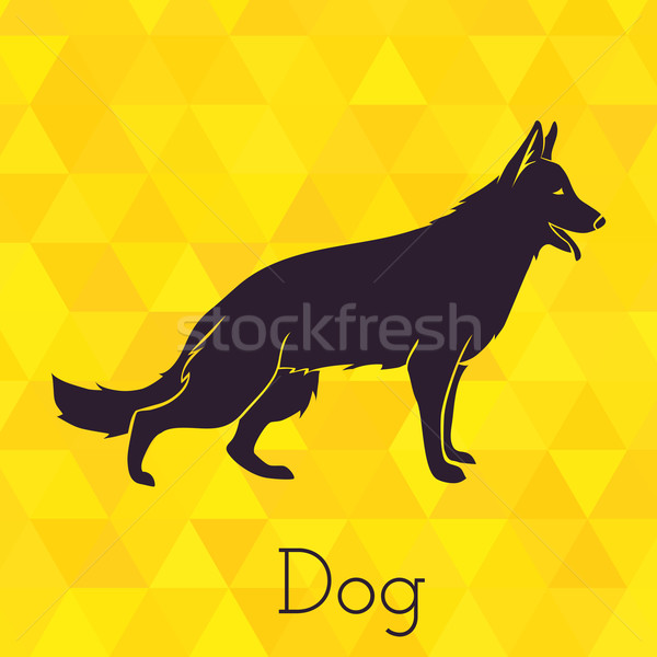 Dog silhouette on triangles background Stock photo © Dashikka