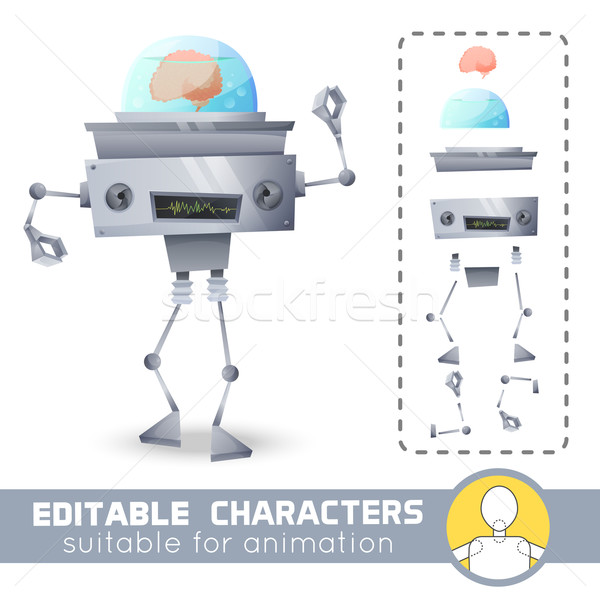 Fantastic alien steel robot with brain inside system. Sci-fi style. You can change color, position o Stock photo © Dashikka