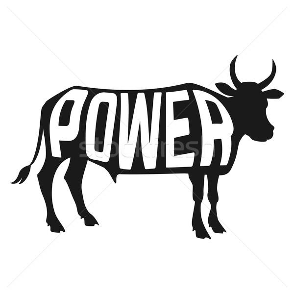 Creative design of power inside bull silhouette isolated black on white background Stock photo © Dashikka