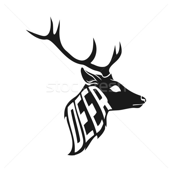 Concept silhouette of deer head with text inside on white background. Stock photo © Dashikka