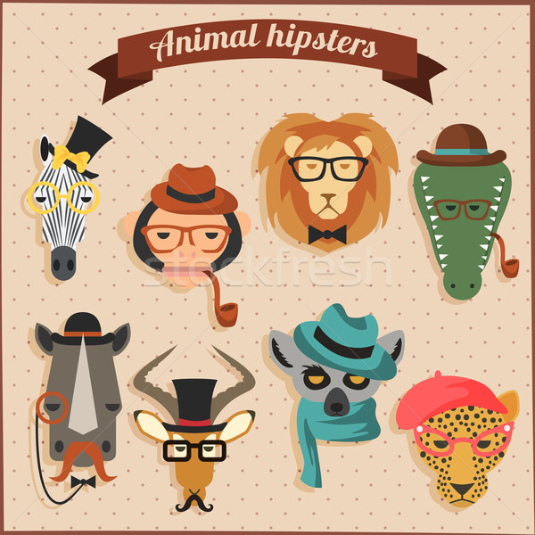 Stock photo: Cute fashion Hipster African Animals 