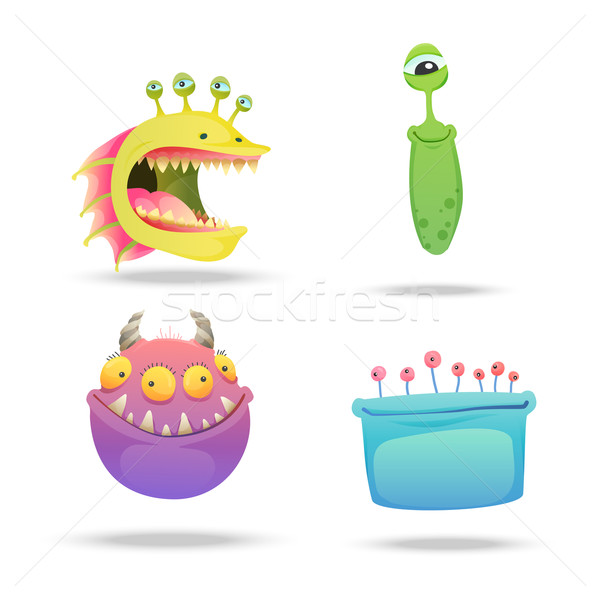 Funny cartoon monsters set of heads with different edible characters. Suitable for animation, games  Stock photo © Dashikka