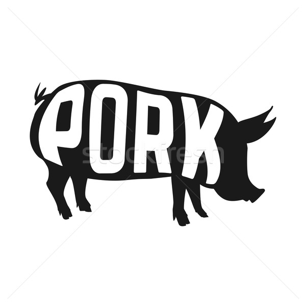ストックフォト: 豚 · シルエット · 文字 · 白 · ファーム
