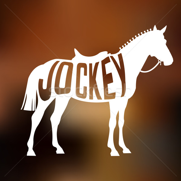 Concept of racing horse silhouette with text inside on blur background Stock photo © Dashikka