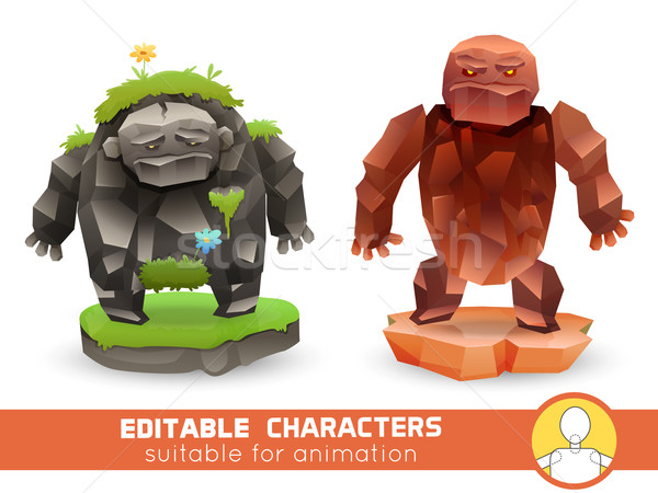 Set of cartoon rock monsters editable elemental  evil and Neutral or positive characters. Suitable f Stock photo © Dashikka