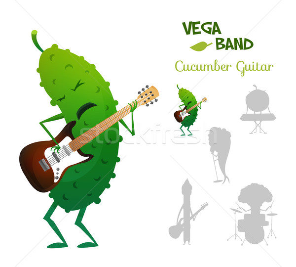 Espectacular energía pepino jugando guitarra eléctrica banda Foto stock © Dashikka