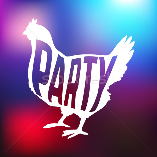 Hen party logotype with chicken silhouette and text Stock photo © Dashikka