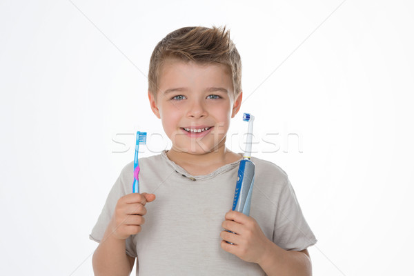 Takarítás enyém fogak fontos gyerek utasítás Stock fotó © Dave_pot