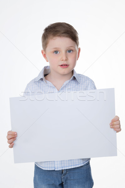 Okos fiú tart panel férfi gyerek Stock fotó © Dave_pot