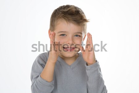 Izolált ravasz gyermek fiú saját kezek Stock fotó © Dave_pot