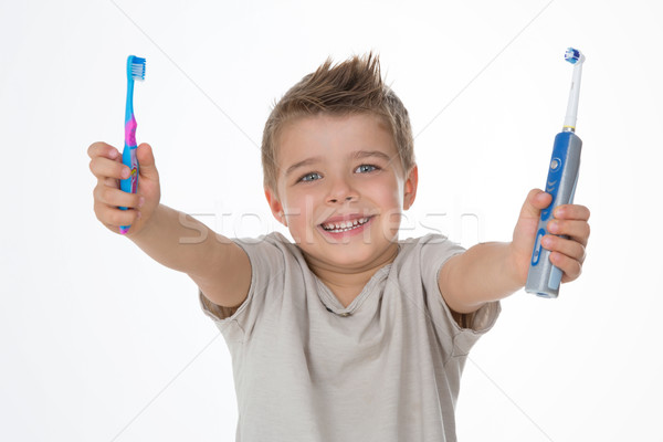 улыбаясь молодые ребенка радостный Kid синий Сток-фото © Dave_pot