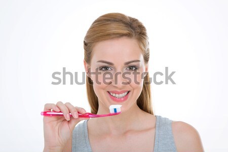 довольно модель зубная щетка зубов белый Сток-фото © Dave_pot