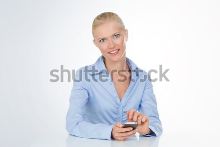 woman rests on table on white background Stock photo © Dave_pot