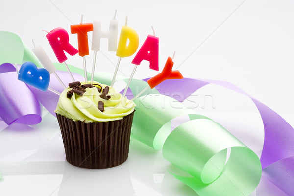 Buon compleanno torta di compleanno verde bianco celebrazione dolci Foto d'archivio © david010167