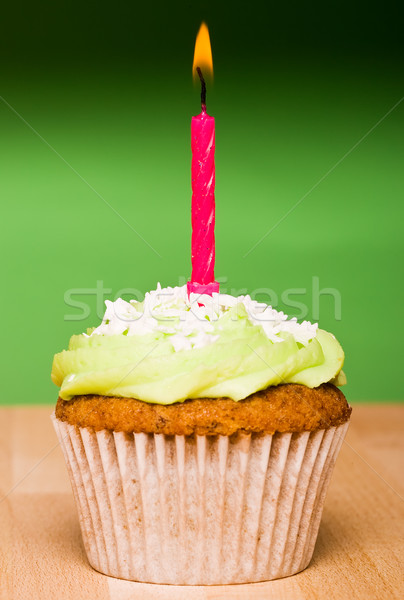 Kicsi zöld torta gyertya étel buli Stock fotó © david010167