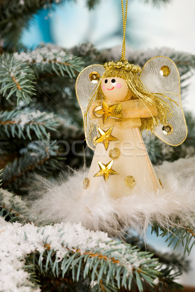 Foto stock: Navidad · ángel · nieve · árbol · invierno · diversión
