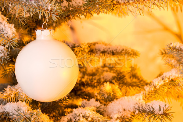 Bianco vetro Natale gingillo neve albero Foto d'archivio © david010167