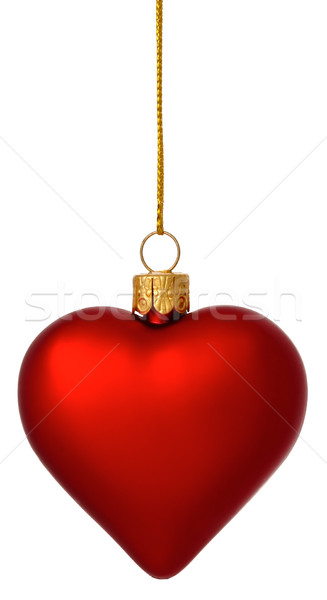 Crimson Christmas Heart bauble on gold thread Stock photo © david010167