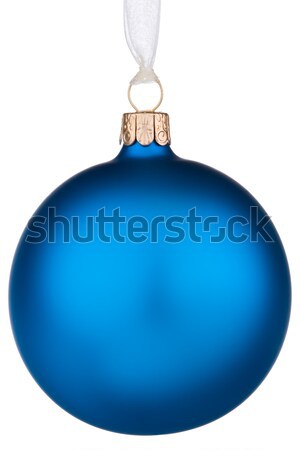 Foto stock: Vibrante · azul · natal · bugiganga · isolado · branco