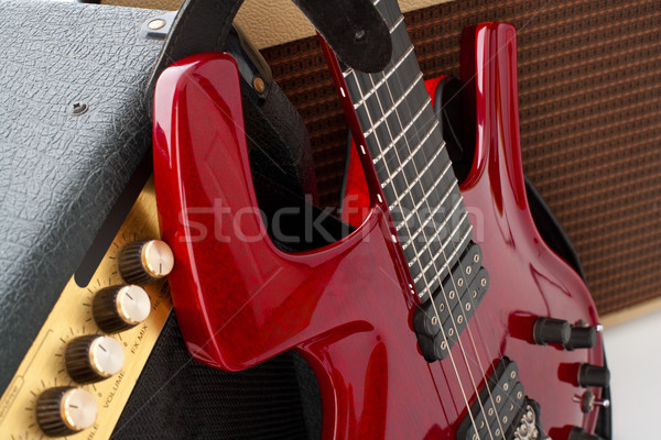 [[stock_photo]]: Rock · guitare · rouge · guitare · électrique · deux