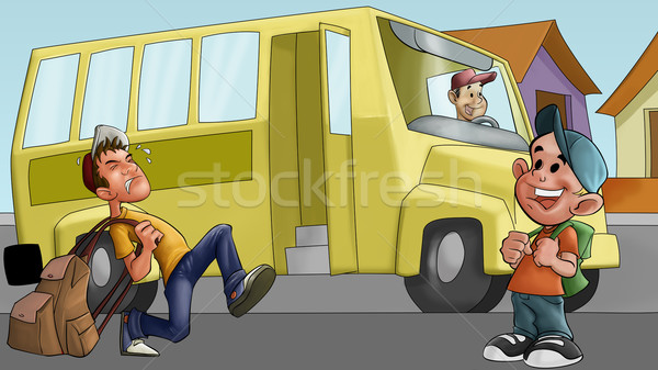 little boy and schoolbus Stock photo © davisales