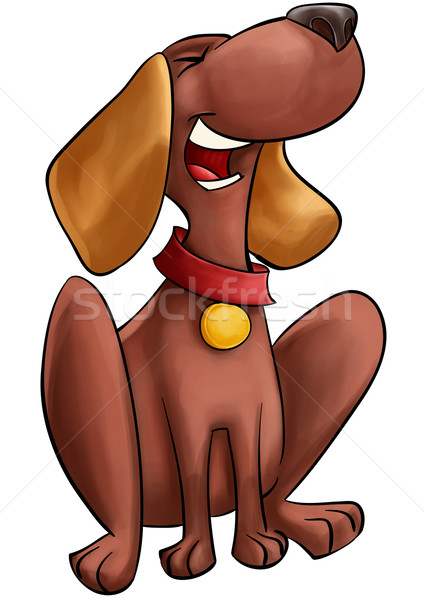 Foto stock: Feliz · perro · marrón · grande · orejas · sonriendo