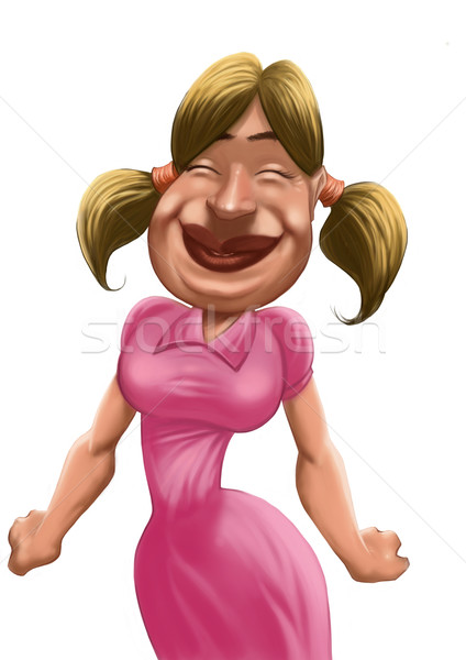 Brzydkie dziewczyna szczęśliwy różowy sukienka kobiet Zdjęcia stock © davisales