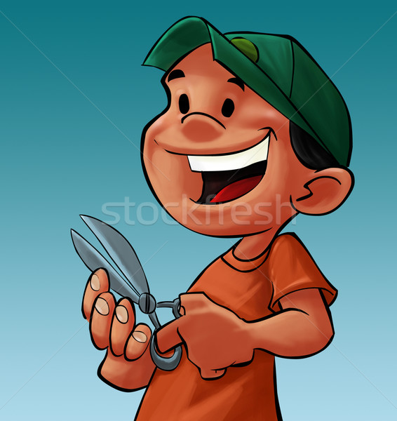 boy with a scissor Stock photo © davisales