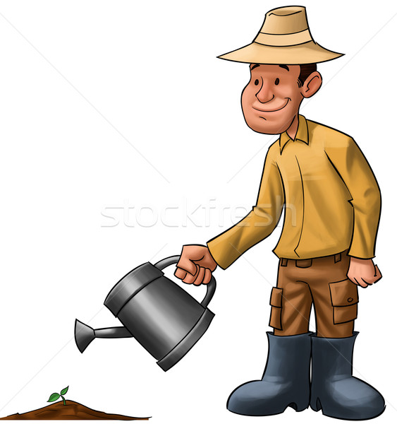 farmer sprinkle a plant Stock photo © davisales