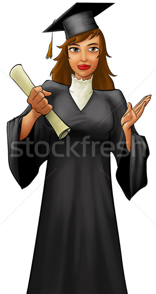 Stock photo: young graduated girl