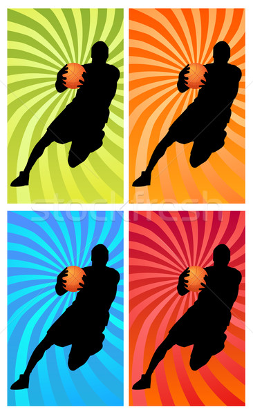 Kleur basketbal silhouet lopen bal Stockfoto © davisales