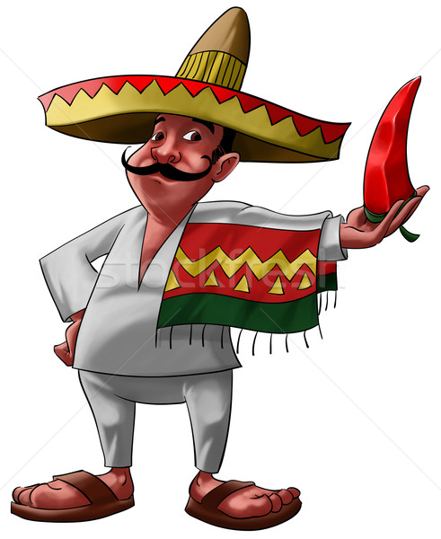 メキシコ料理 ハラペニョ 伝統的な ソンブレロ ビッグ 笑顔 ストックフォト © davisales