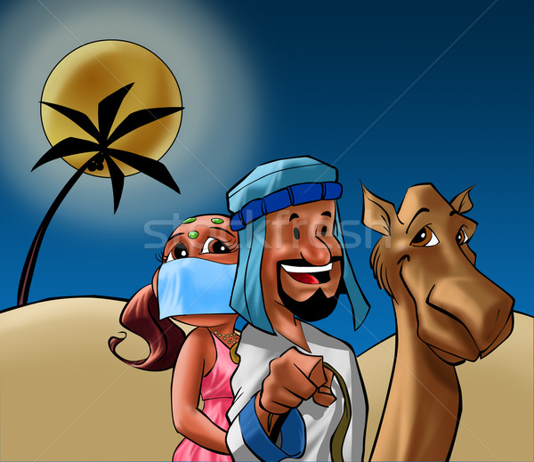 Odalisque and Sheik on the desert Stock photo © davisales