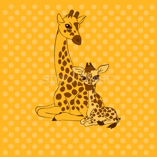 Lugar tarjeta madre jirafa bebé Foto stock © Dazdraperma