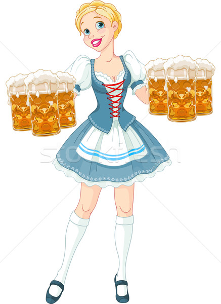 Zdjęcia stock: Oktoberfest · dziewczyna · ilustracja · funny · piwa