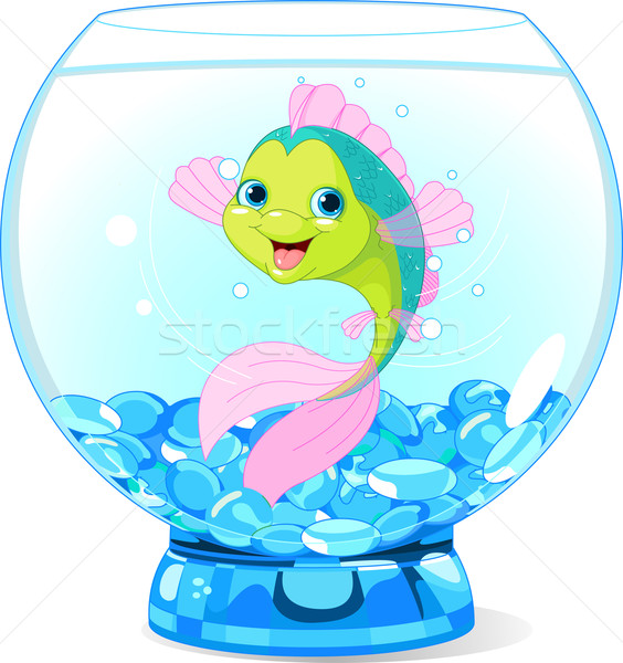 Drăguţ desen animat peşte acvariu ilustrare sub apă Imagine de stoc © Dazdraperma