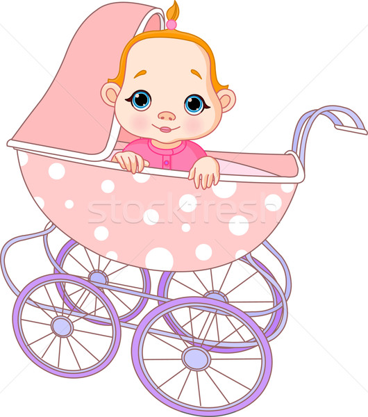 Baby girl in carriage Stock photo © Dazdraperma