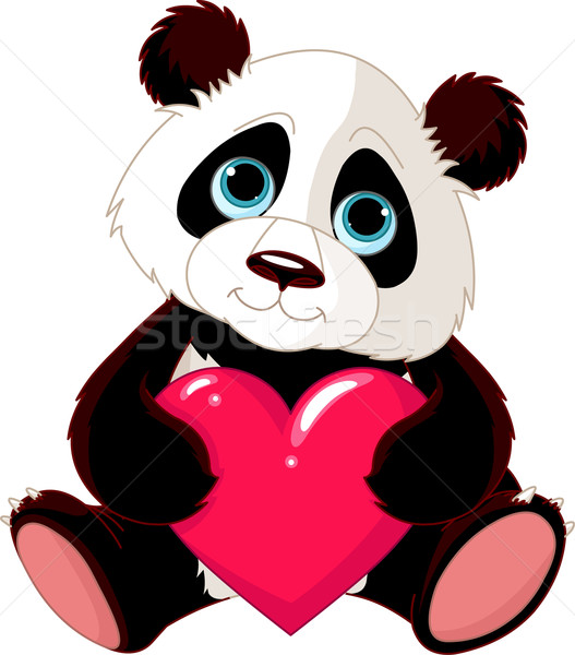 Cute panda Herz Valentinsdag halten Liebe Stock foto © Dazdraperma