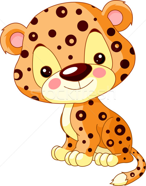 Leuk dierentuin jaguar illustratie cute baby Stockfoto © Dazdraperma