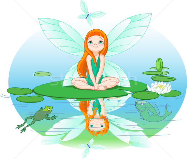 Fairy observes for flying butterfly Stock photo © Dazdraperma