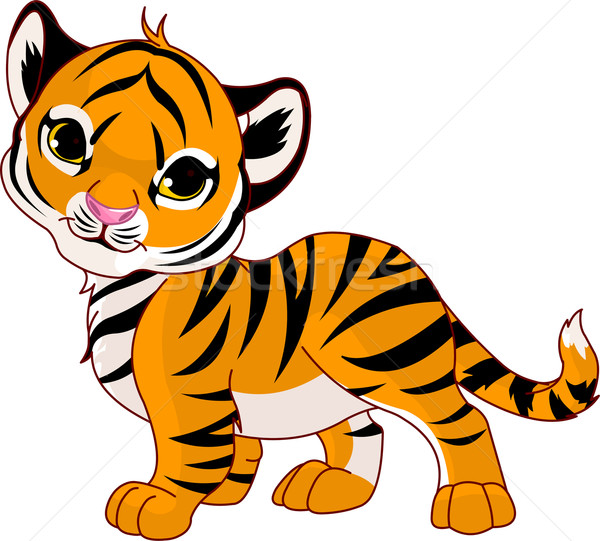 Lopen baby tijger afbeelding cute kat Stockfoto © Dazdraperma