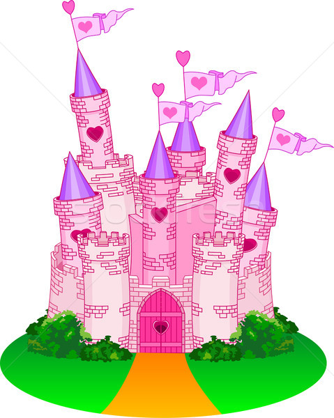 Princess zamek ilustracja bajki banderą architektury Zdjęcia stock © Dazdraperma